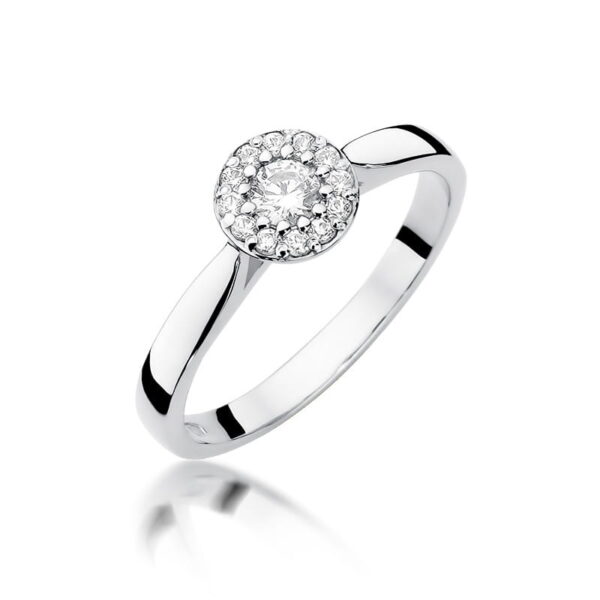 Pierścionek Diament 0,12ct białe złoto 375