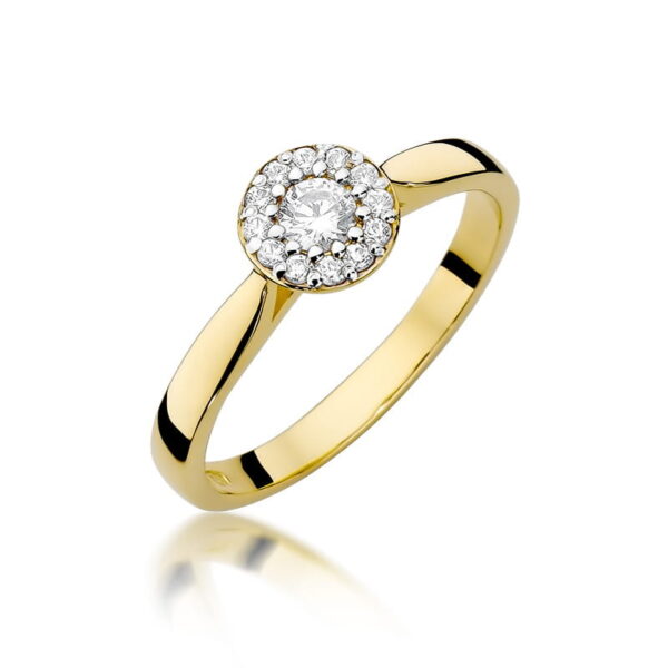 Pierścionek Diament 0,12ct żółte złoto 375