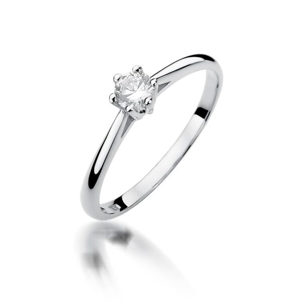 Pierścionek Diament 0,15ct białe złoto 375