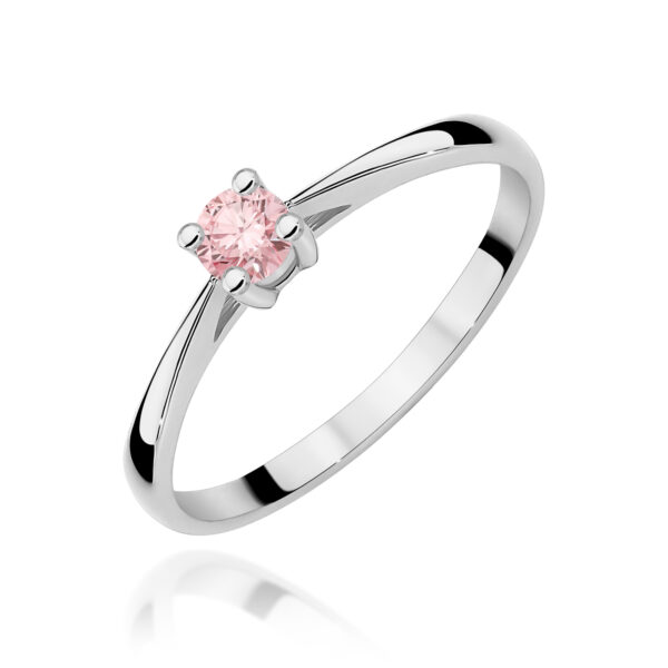 Pierścionek Diament Laboratoryjny różowy 0,15ct białe złoto 375