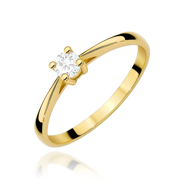 Pierścionek Diament 0,15ct żółte złoto