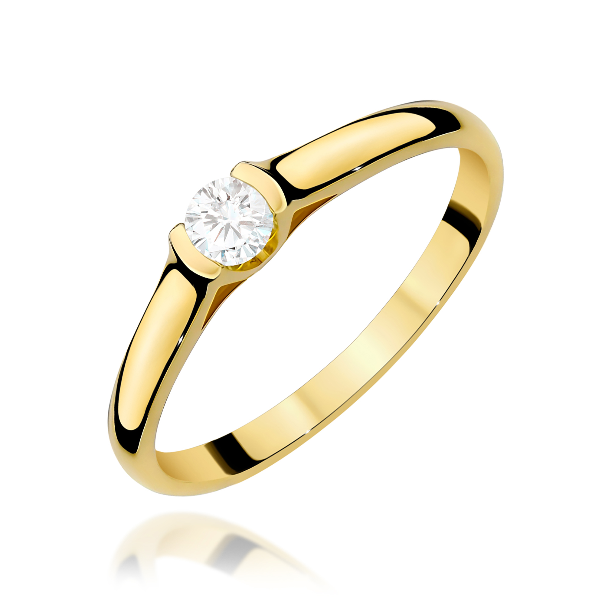 Pierścionek Diament 0,15ct Żółte złoto 375