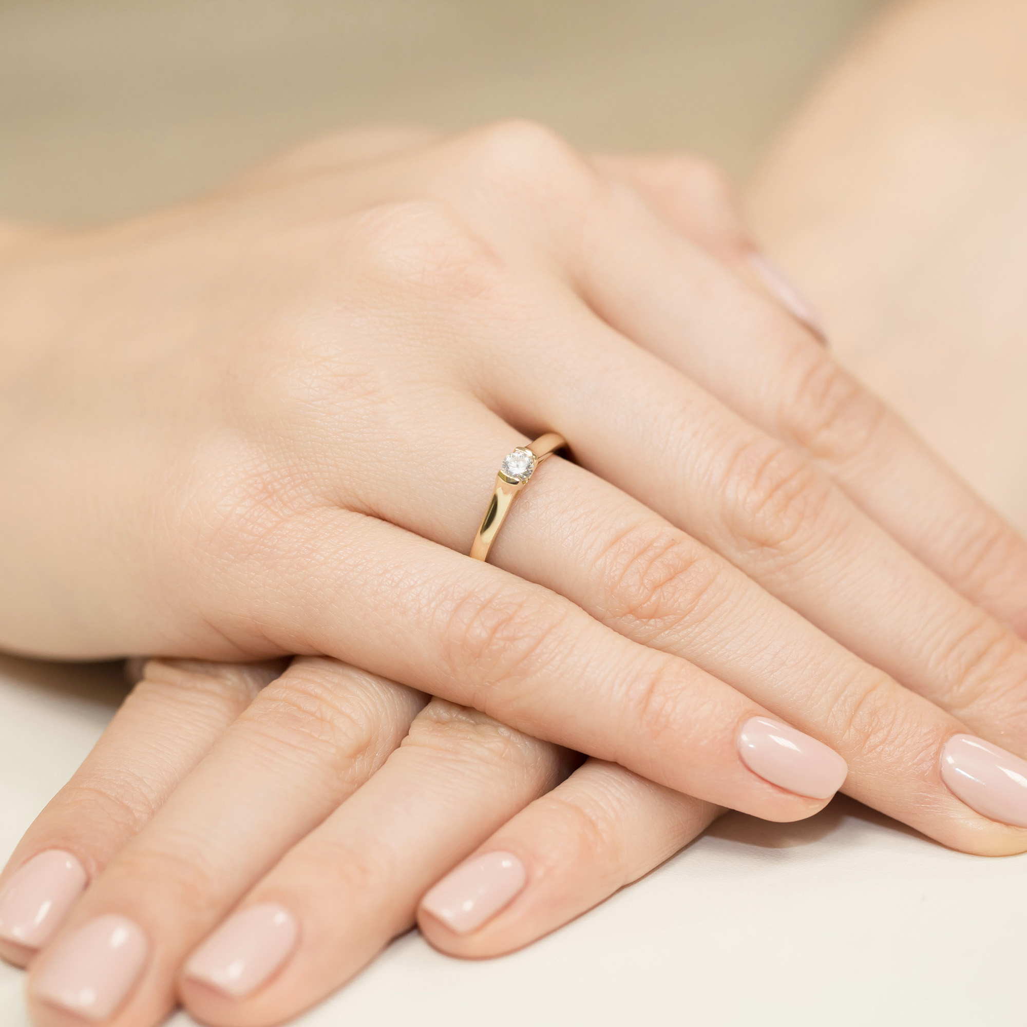 Pierścionek Diament 0,15ct Żółte złoto 375 - obrazek 4