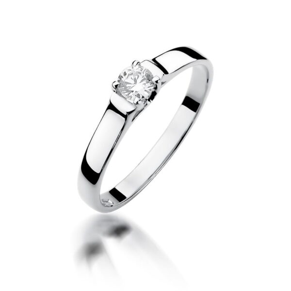 Pierścionek Diament 0,18ct białe złoto 375