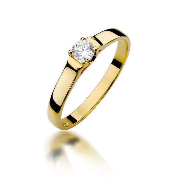 Pierścionek Diament 0,18ct żółte złoto 375