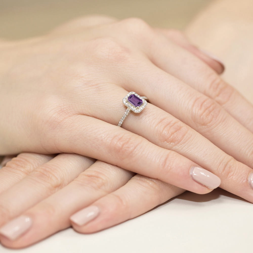 Pierścionek Ametyst 0,50ct białe złoto - obrazek 4