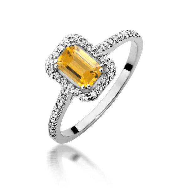Pierścionek Cytryn 0,60ct białe złoto 375