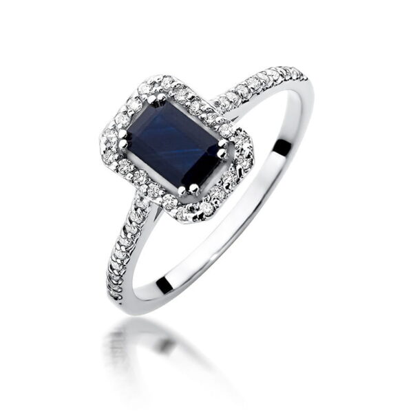 Pierścionek Szafir 0,60ct białe złoto 375