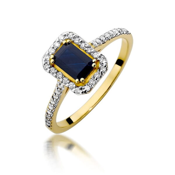 Pierścionek Szafir 0,60ct żółte złoto 375
