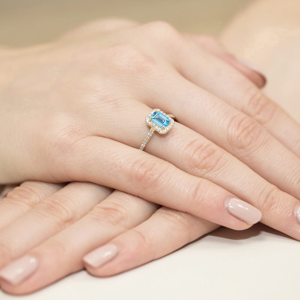 Pierścionek Topaz Swiss 0,65ct żółte złoto 375 - obrazek 4
