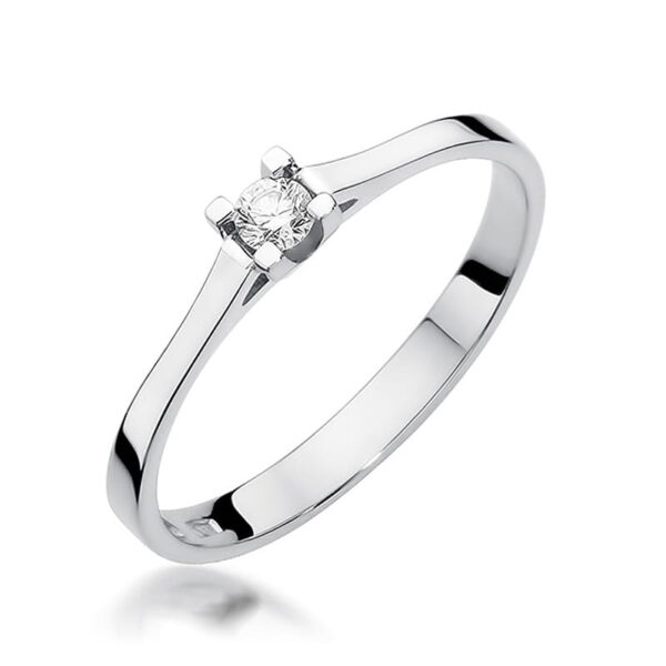 Pierścionek Diament 0,09ct białe złoto
