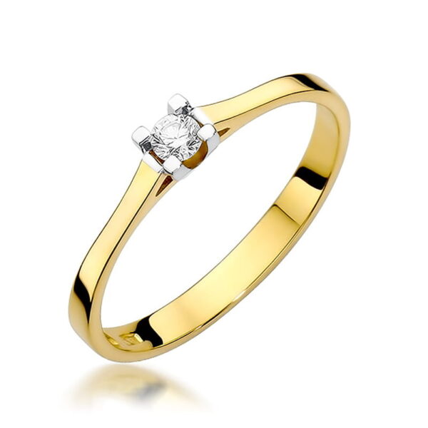 Pierścionek Diament 0,09ct żółte złoto