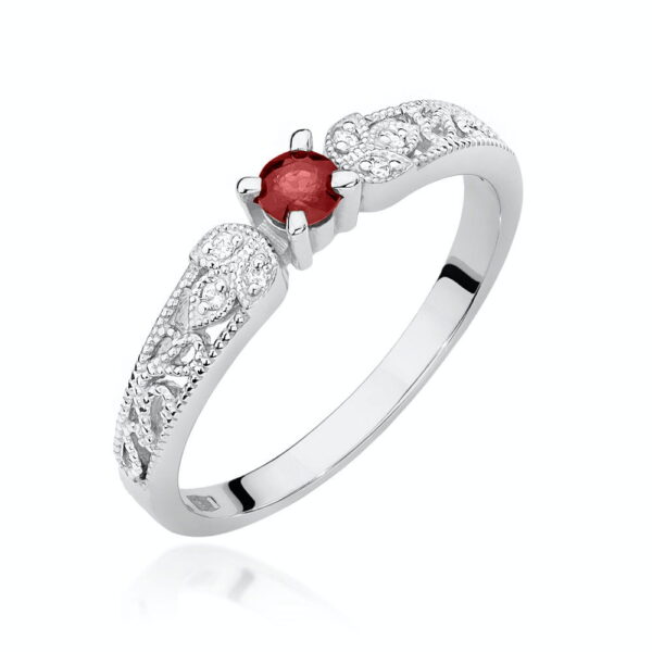 Pierścionek Rubin 0,15ct białe złoto
