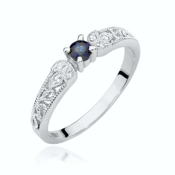 Pierścionek Szafir 0,15ct białe złoto