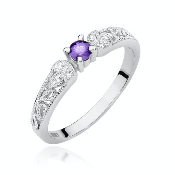 Pierścionek Tanzanit 0,15ct białe złoto 375