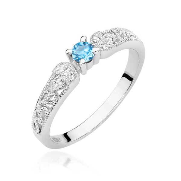 Pierścionek Topaz Swiss 0,15ct białe złoto 375