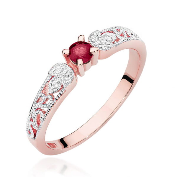 Pierścionek Rubin 0,15ct różowe złoto