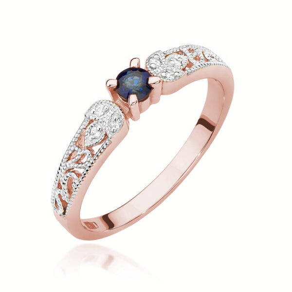 Pierścionek Szafir 0,15ct różowe złoto