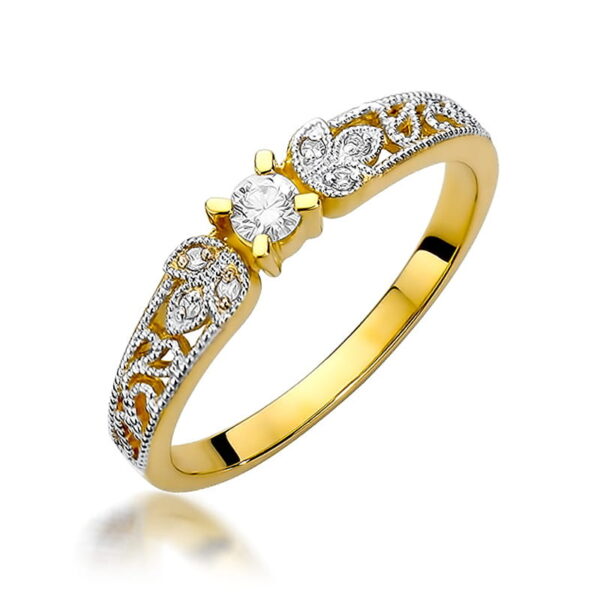 Pierścionek Diament 0,10ct żółte złoto