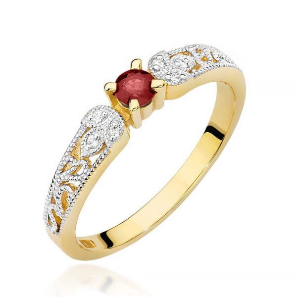 Pierścionek Rubin 0,15ct żółte złoto