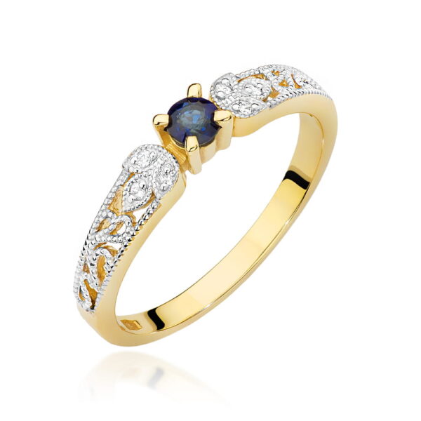 Pierścionek Szafir 0,15ct żółte złoto