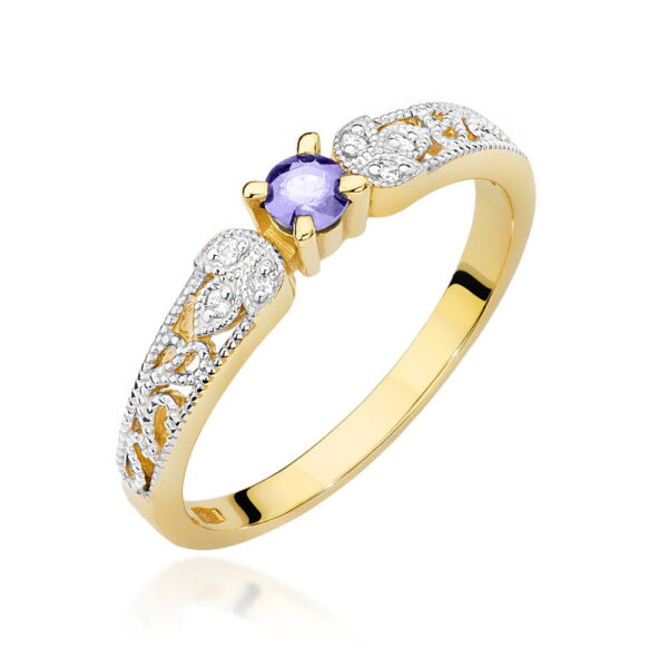 Pierścionek Tanzanit 0,15ct żółte złoto