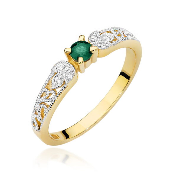 Pierścionek Szmaragd 0,15ct żółte złoto 375