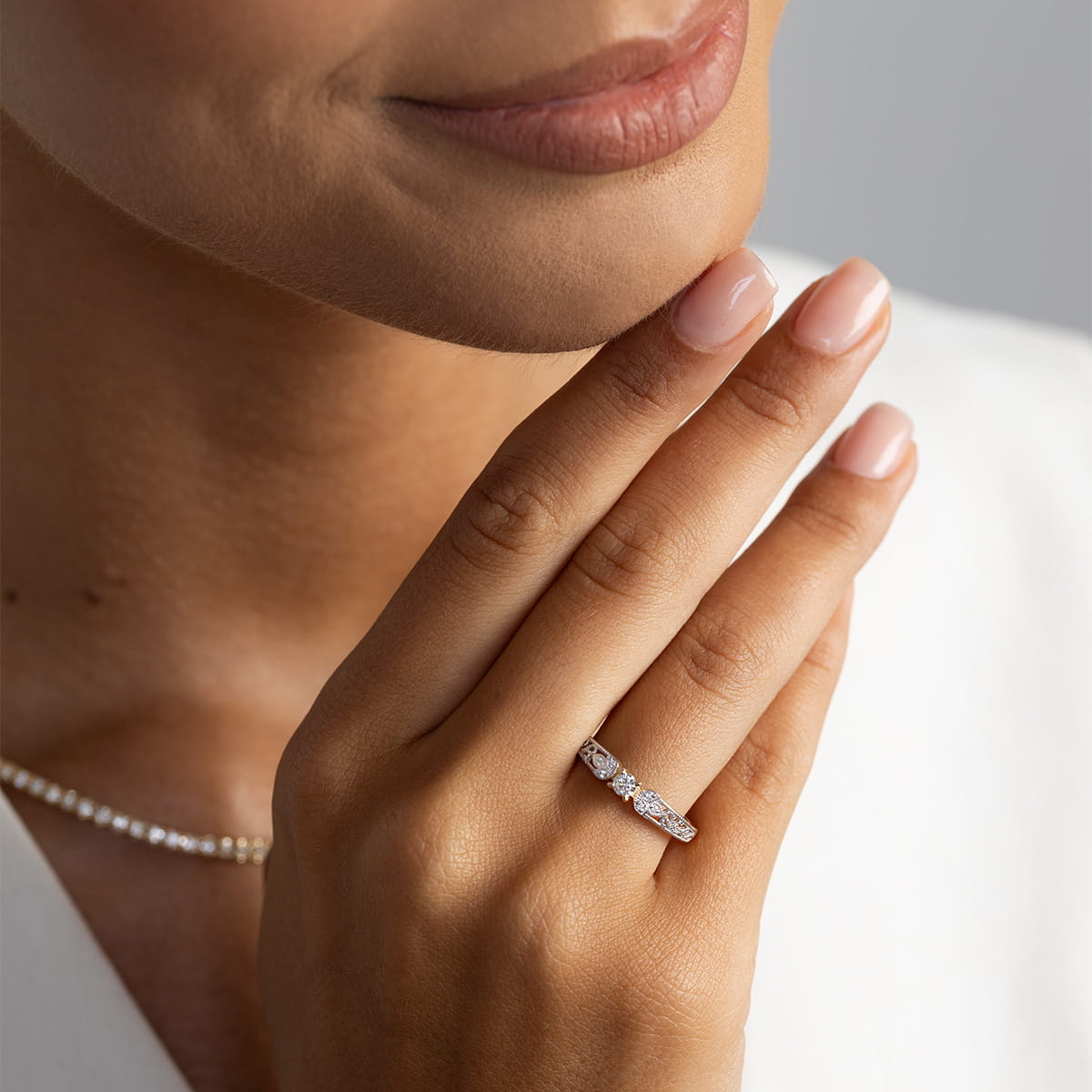 Pierścionek Diament Laboratoryjny 0,10ct żółte złoto 375 - obrazek 5
