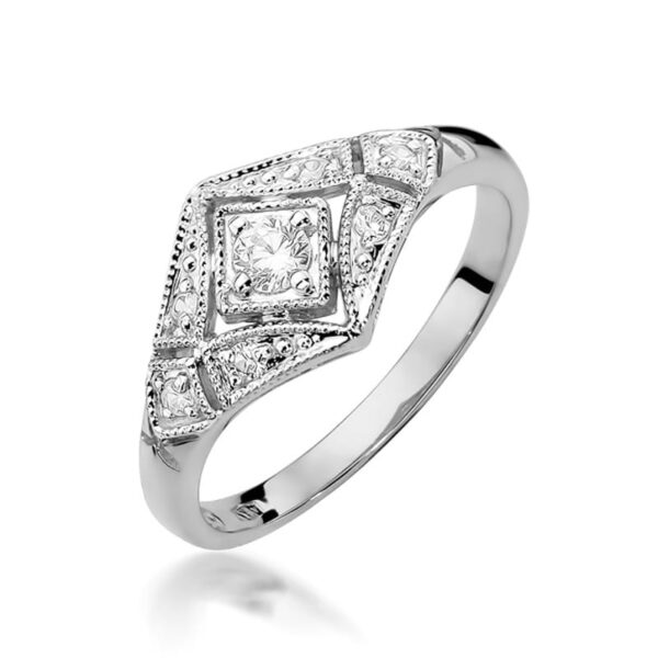 Pierścionek Diament 0,10ct białe złoto