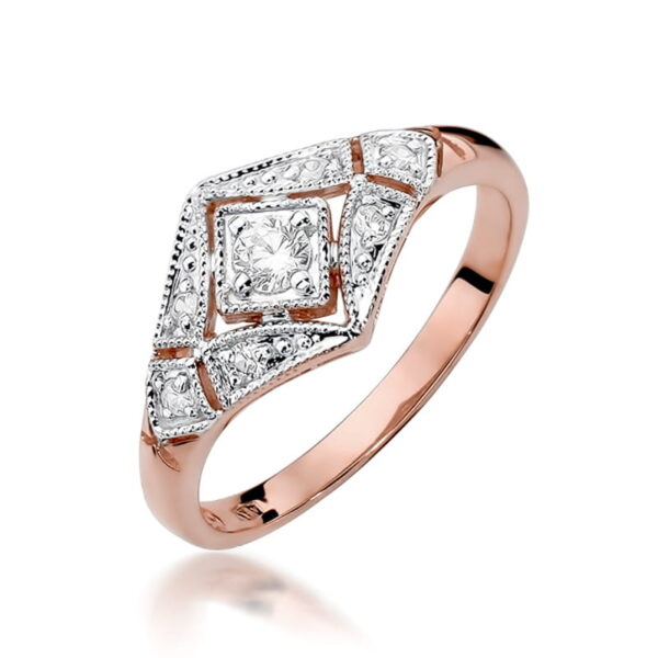 Pierścionek Diament 0,10ct różowe złoto