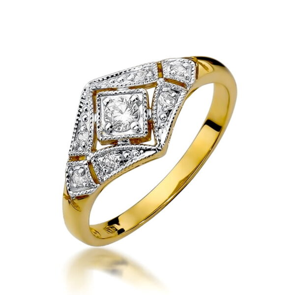 Pierścionek Diament 0,10ct żółte złoto 375