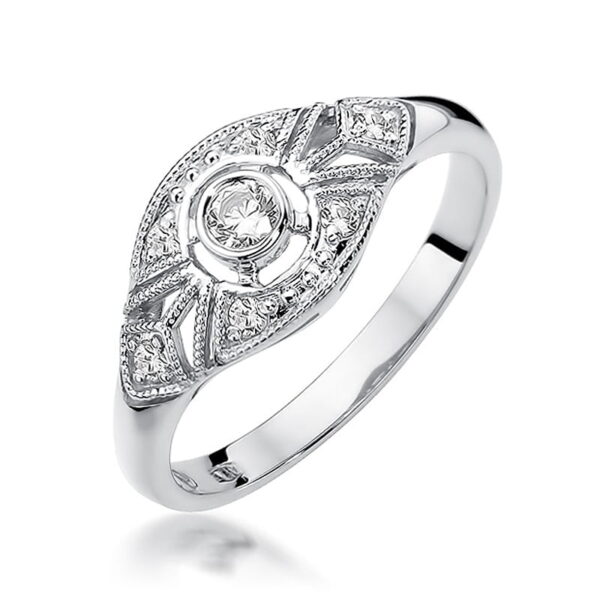 Pierścionek Diament 0,10ct białe złoto