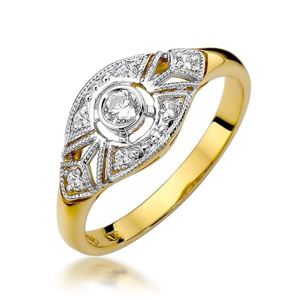 Pierścionek Diament 0,10ct żółte złoto 375
