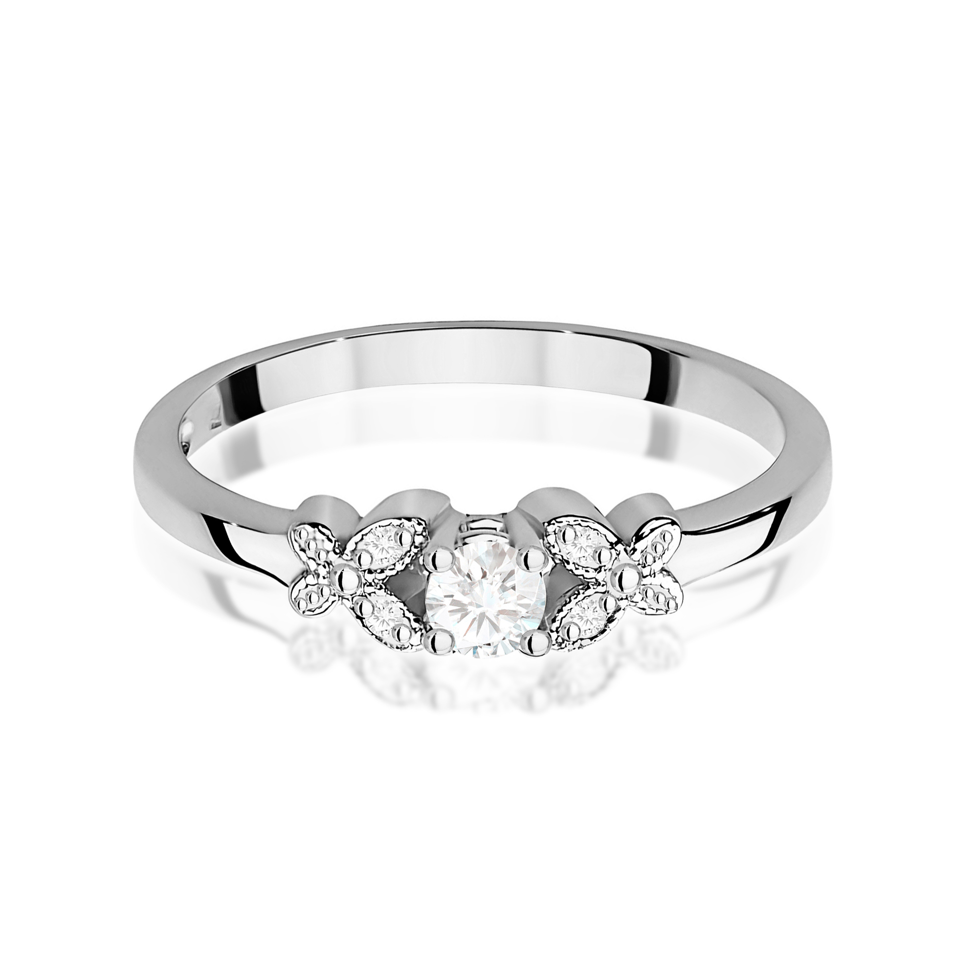 Pierścionek Diament 0,10ct białe złoto - obrazek 2