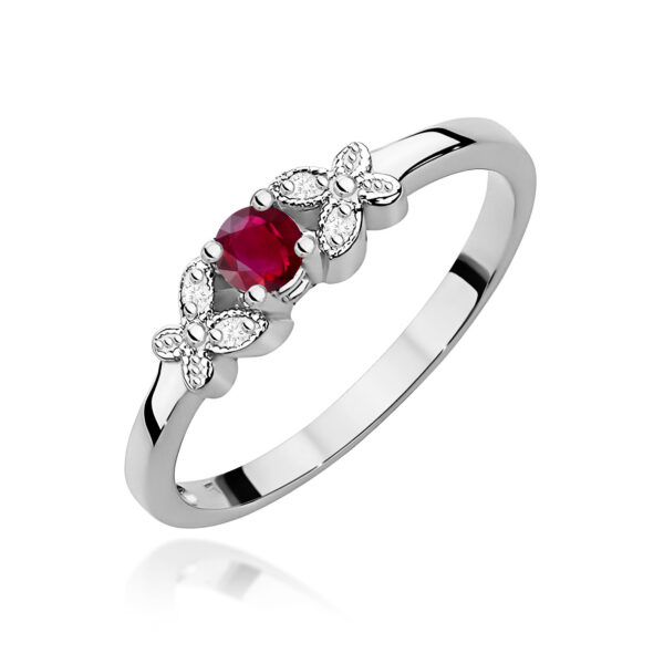 Pierścionek Rubin 0,15ct białe złoto