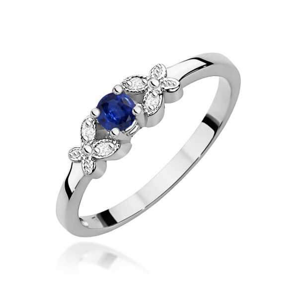 Pierścionek Szafir 0,15ct białe złoto