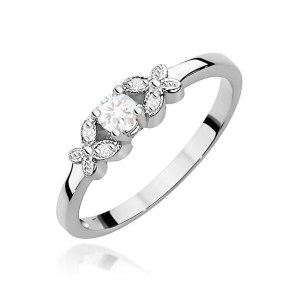 Pierścionek Diament 0,10ct białe złoto 375