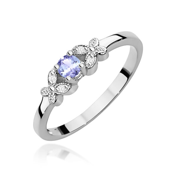 Pierścionek Tanzanit 0,15ct białe złoto 375