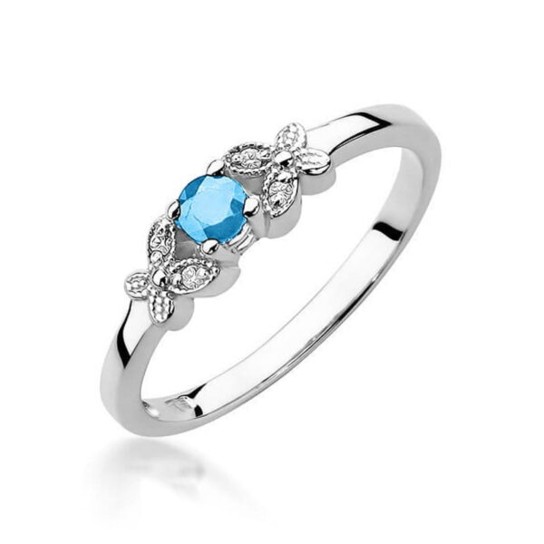 Pierścionek Topaz Swiss 0,15ct białe złoto 375