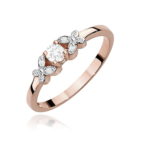 Pierścionek Diament 0,10ct różowe złoto