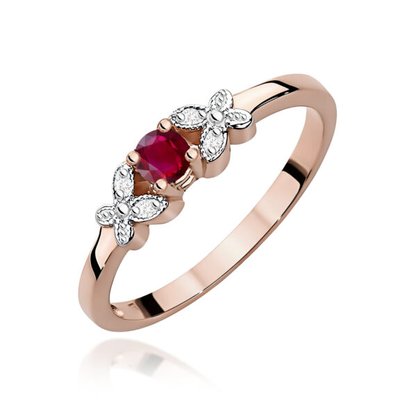 Pierścionek Rubin 0,15ct różowe złoto