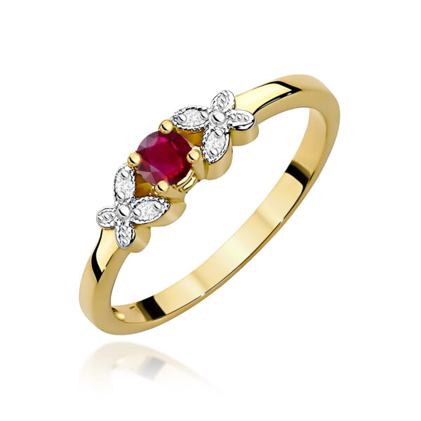 Pierścionek Rubin 0,15ct żółte złoto