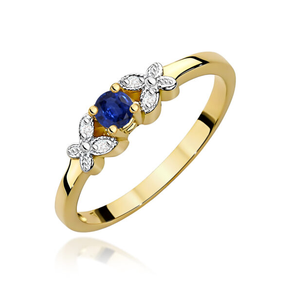 Pierścionek Szafir 0,15ct żółte złoto