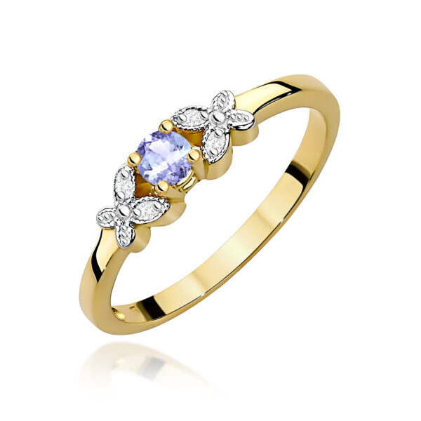 Pierścionek Tanzanit 0,15ct żółte złoto