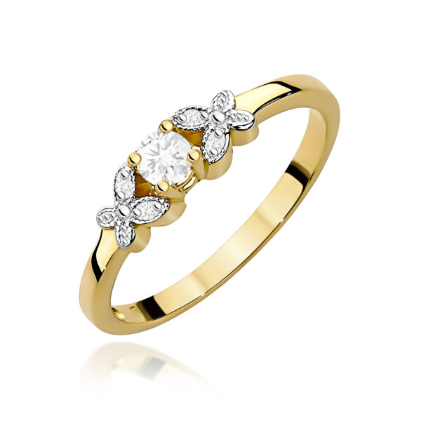 Pierścionek Diament 0,10ct Żółte złoto 375