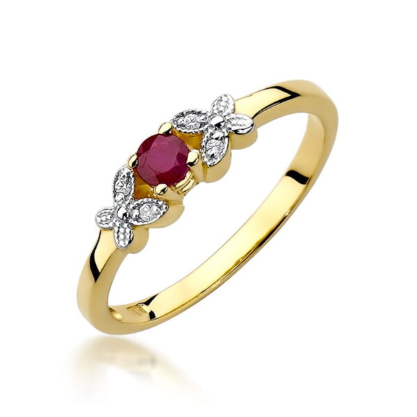 Pierścionek Rubin 0,15ct żółte złoto 375