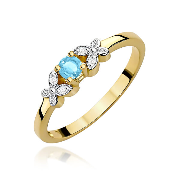 Pierścionek Topaz Swiss 0,15ct żółte złoto 375