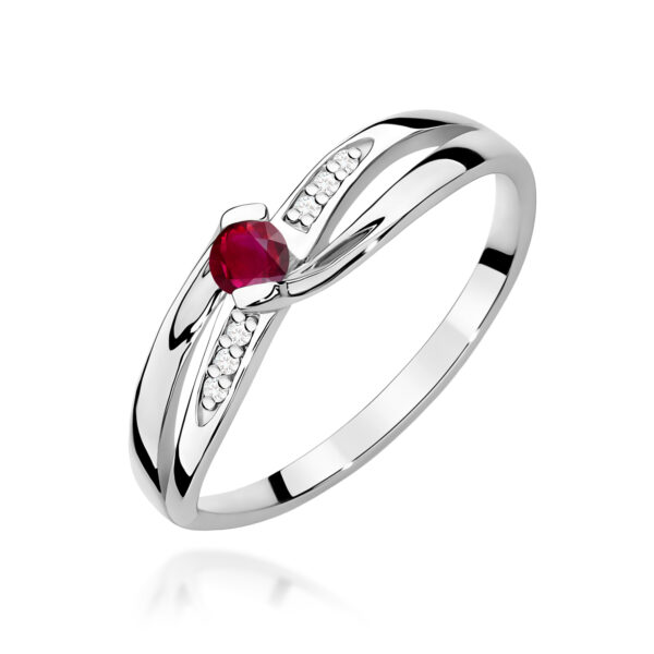 Pierścionek Rubin 0,15ct białe złoto