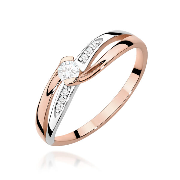 Pierścionek Diament 0,10ct różowe złoto