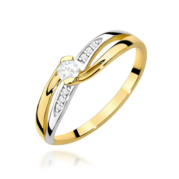 Pierścionek Diament 0,10ct żółte złoto